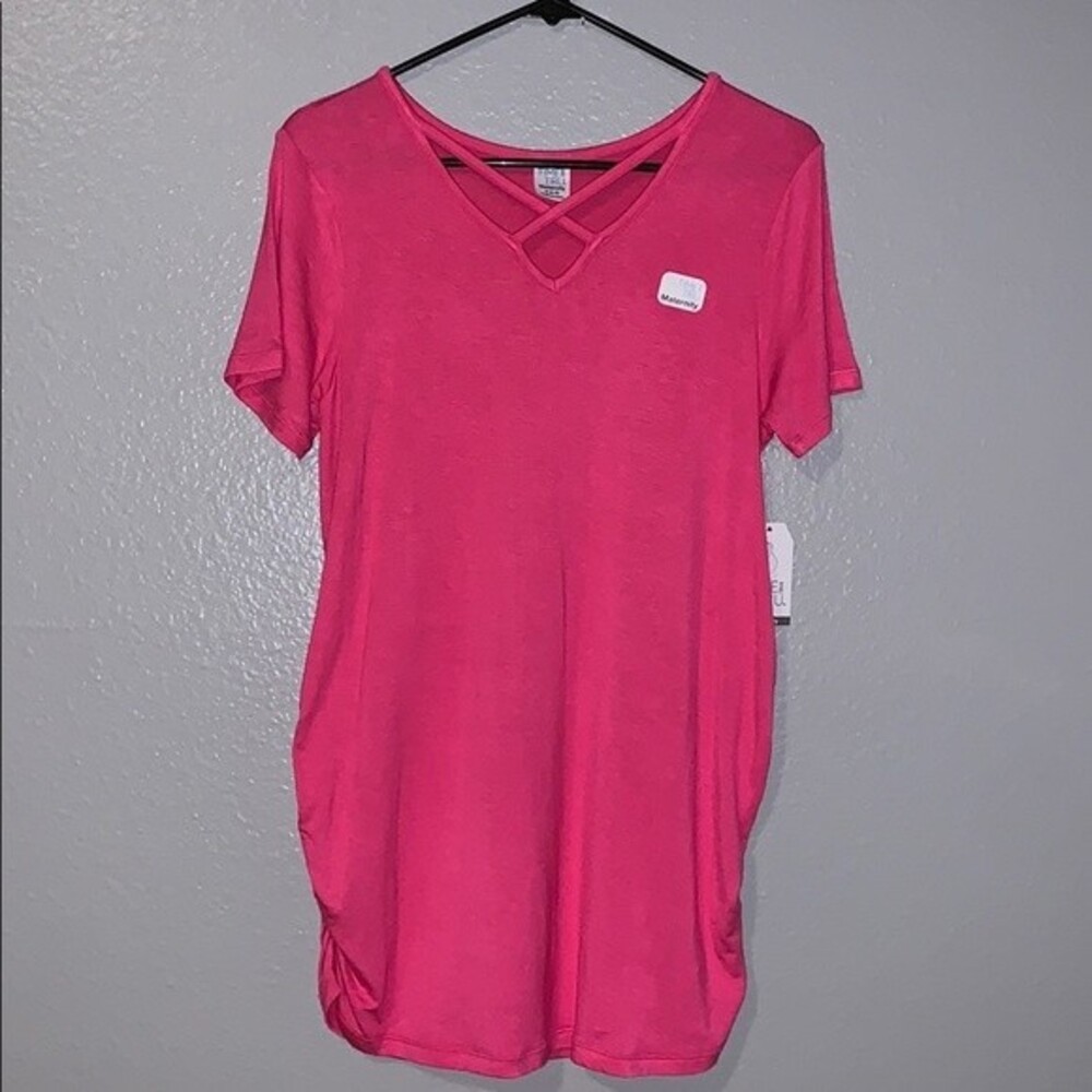 Time and Tru Maternity Short Sleeve Criss Cross Front Solid tee